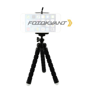 Мини-штатив на гибких ножках с держателем для смартфона черный Fotokvant TM-01 Black