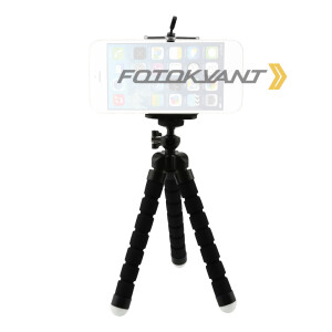 Мини-штатив на гибких ножках с держателем для смартфона черный Fotokvant TM-01 Black
