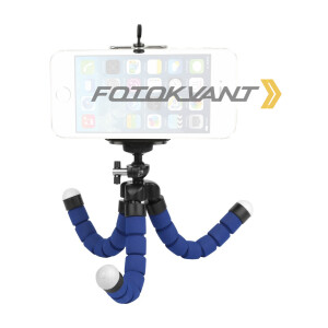 Мини-штатив на гибких ножках с держателем для смартфона синий Fotokvant TM-01 Blue