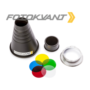 Узкоугольная насадка с цветными фильтрами, сотами байонет Multiblitz Fotokvant SNOOT-22-MB тубус