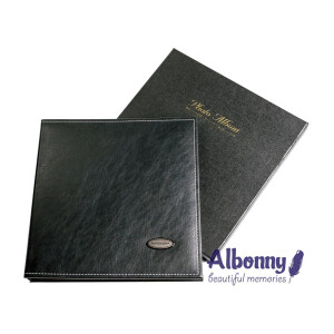 Фотоальбом кожаный в подарочной коробке черный 40 белых страниц Albonny AML-2732-40-B