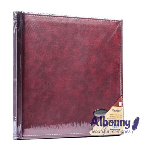 Фотоальбом кожаный в подарочной коробке бордовый 40 белых страниц Albonny AML-2732-40--M
