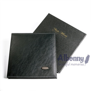 Фотоальбом кожаный в подарочной коробке черный 40 белых страниц Albonny AML-2732-40-B 