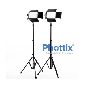 Комплект постоянного освещения 100Вт 3200-5600K с пультом д/у Kali50 Studio LED Twin Kit Set Phottix Светодиодный осветитель панель